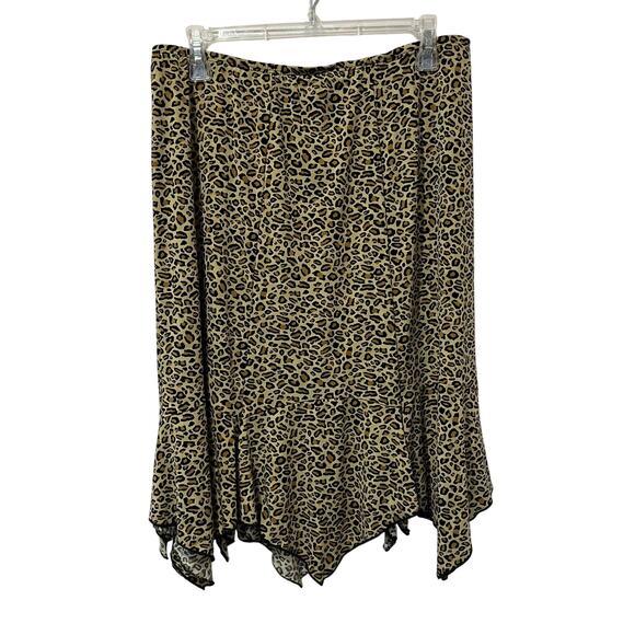 AGB Byer California Leopard Asymmetrical Skirt Size L Y2K Boho Handkerchief - Picture 2 of 9